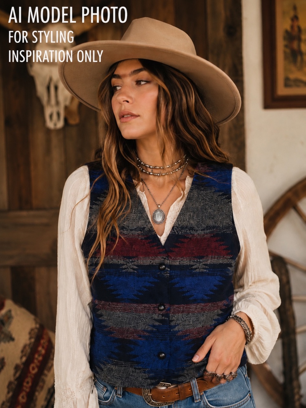 Vintage Bedford Fair Southwestern Aztec Lightweight Tapestry Vest